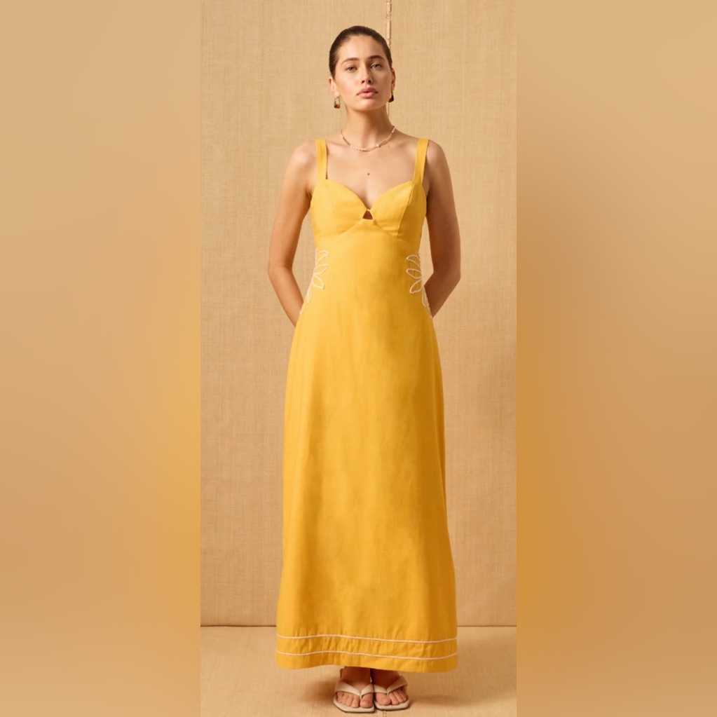 Mon Renn Scenic Dress Mango Yellow Size M Nwt